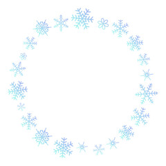 ブルーの雪の結晶のフレームイラスト　背景イラスト　ベクター素材