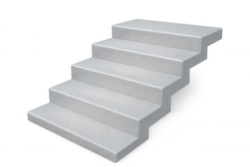 White marble staircase with transparent background ascending to the right, perfect for architectural visualization or design projects