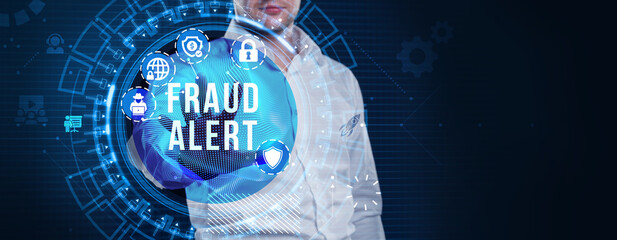 Fraud Alert Caution Defend Guard Notify Protect Concept.