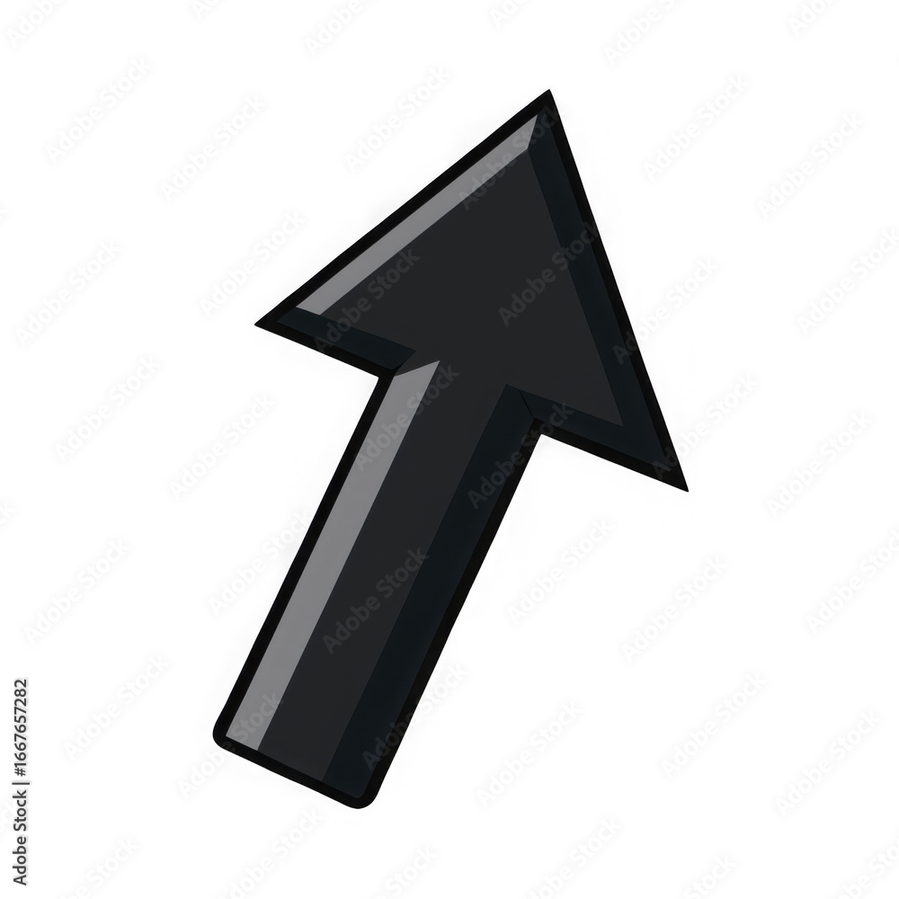 Poster glossy 3d upward arrow icon symbolizing progress and direction