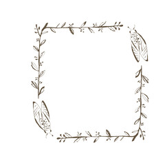 Hand drawn botanical frame with leaves and insects ideal for mystical invitations nature themes stationery and home decor