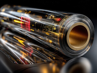 Naklejka premium Close-up or technical illustration of transparent polypropylene film used in packaging
