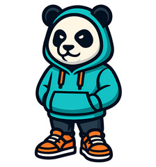 Cool Panda Mascot Wearing a Hoodie and Sneakers