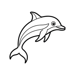 Happy dolphin line art, dolphin vector, smiling dolphin
