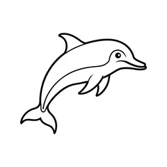 Happy dolphin line art, dolphin vector, smiling dolphin