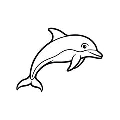 Fototapeta premium Happy dolphin line art, dolphin vector, smiling dolphin