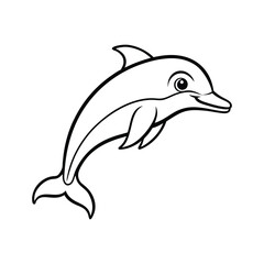 Happy dolphin line art, dolphin vector, smiling dolphin