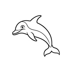 Happy dolphin line art, dolphin vector, smiling dolphin