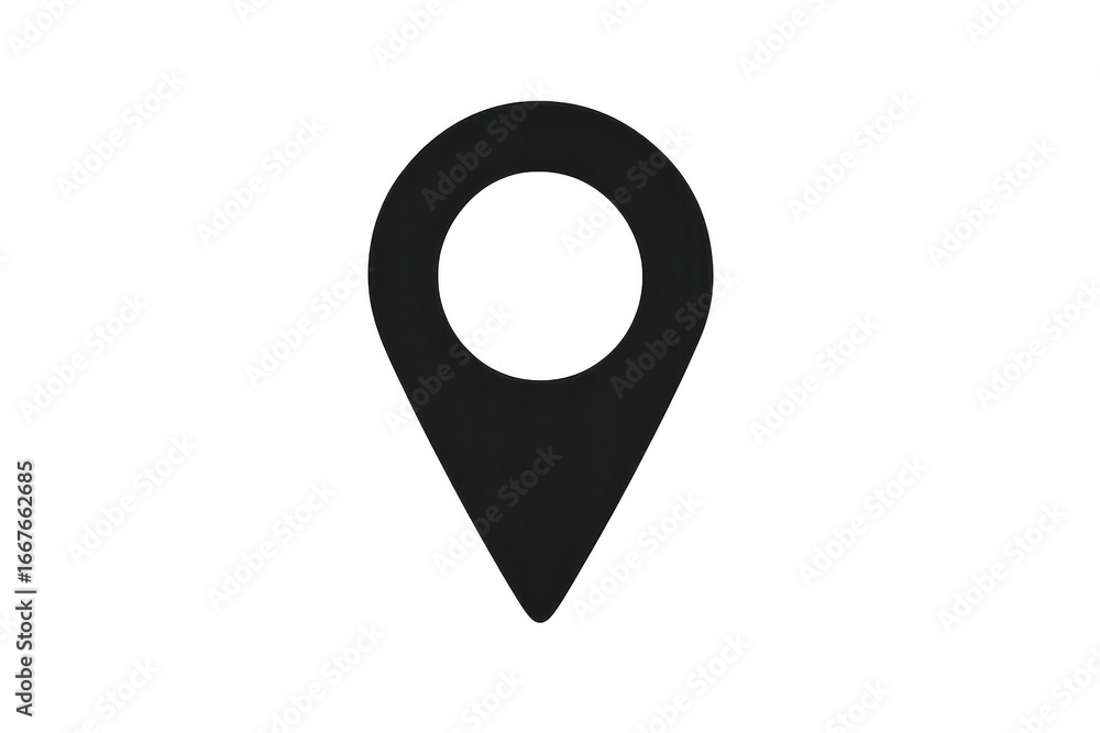 Poster black location pin icon showing specific place on transparent background