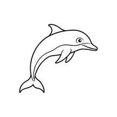 Happy dolphin line art, dolphin vector, smiling dolphin