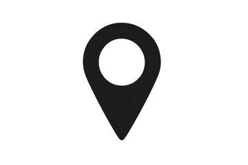 Black location pin icon showing specific place on transparent background