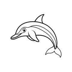 Happy dolphin line art, dolphin vector, smiling dolphin
