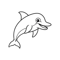 Happy dolphin line art, dolphin vector, smiling dolphin
