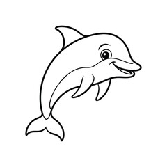 Happy dolphin line art, dolphin vector, smiling dolphin