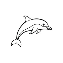 Happy dolphin line art, dolphin vector, smiling dolphin