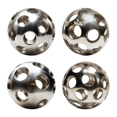 3d abstract perforated chrome sphere isolated