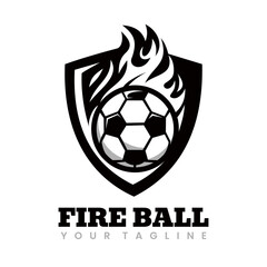 Obraz premium Dynamic Soccer Logo with Flaming Ball and Shield