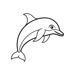 Happy dolphin line art, dolphin vector, smiling dolphin
