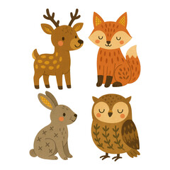 Naklejka premium PNG Cute woodland animal illustrations