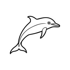 Obraz premium Happy dolphin line art, dolphin vector, smiling dolphin