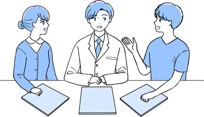 会議する医療従事者のベクターイラスト 医者 看護師 Vector illustration of medical workers meeting doctors nurses