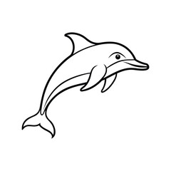 Happy dolphin line art, dolphin vector, smiling dolphin
