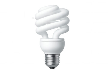 Energy-efficient spiral light bulb isolated on transparent background, promoting eco-friendly lighting solutions
