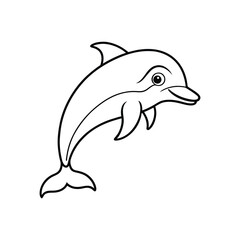 Happy dolphin line art, dolphin vector, smiling dolphin