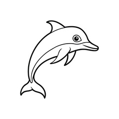 Happy dolphin line art, dolphin vector, smiling dolphin