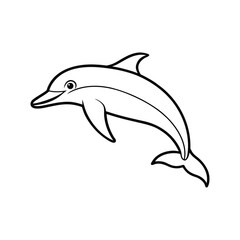 Happy dolphin line art, dolphin vector, smiling dolphin