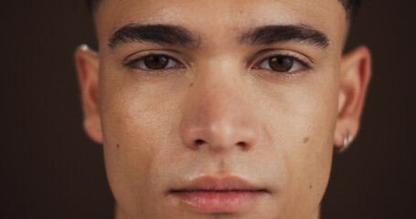 Skincare, beauty and portrait of man in studio with natural, cosmetic and facial glow for...