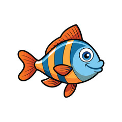 Cartoons fish vector, Smile fish, aquatic, goldfish