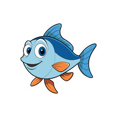 Cartoons fish vector, Smile fish, aquatic, goldfish