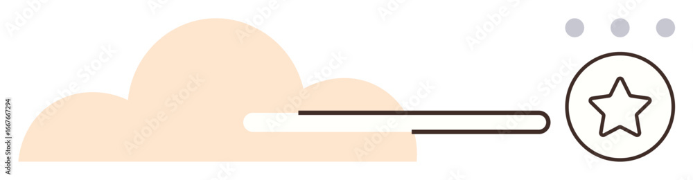 Poster cloud element with progress bar leading to star inside circle and three dots. ideal for goals, achie