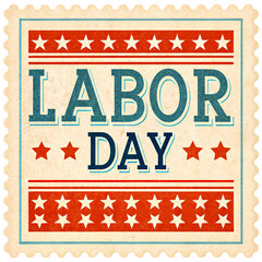 Happy labor day celebration banner with retro grunge typography