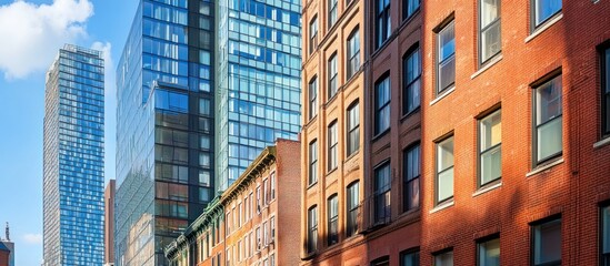 Fototapeta premium Modern and Old Buildings Side by Side in a City