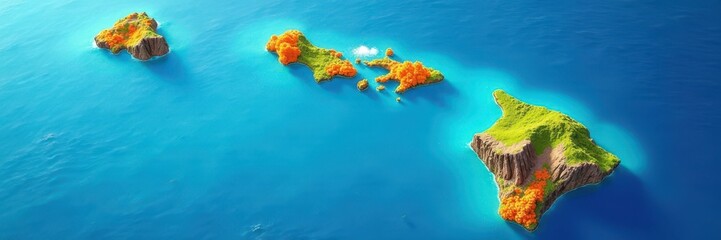 Flat vector map of Hawaii's Big Island with island name label , graphic, brochure, minimal