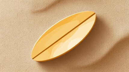 Surfboard flat lay on sandy beach with wave patterns