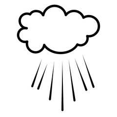 Doodle style cloud and rain drops icon illustration.