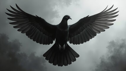 Obraz premium Artistic image of a crow spreading its wings