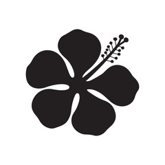 Simple Black and White Silhouette of a Hibiscus Flower with Stamen for Hawaiian and Tropical Themes
