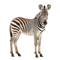 A zebra standing isolated on transparent background
