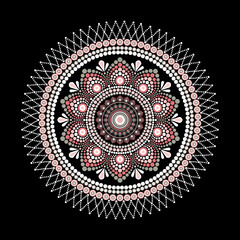 “Handmade dotted mandala artwork with circular symmetry and clean design