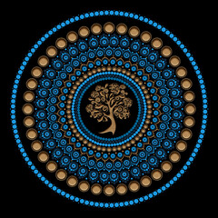 “Handmade dotted mandala artwork with circular symmetry and clean design