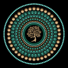 “Handmade dotted mandala artwork with circular symmetry and clean design