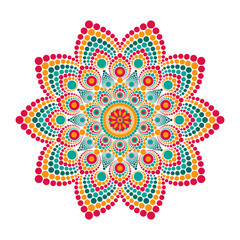 “Handmade dotted mandala artwork with circular symmetry and clean design