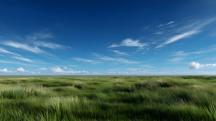 field of grass and blue sky