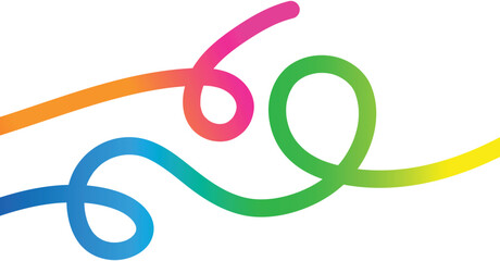 Vibrant rainbow ribbon swirls abstract art dynamic colorful lines motion flow fun