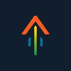 A simple, colorful logo of an upward-pointing arrow