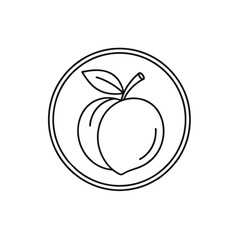 Peach Logo in Circular Emblem Style, Clean Line Art